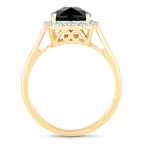 Green Tourmaline Ring With Diamonds 2.6 Carats 14K Yellow Gold