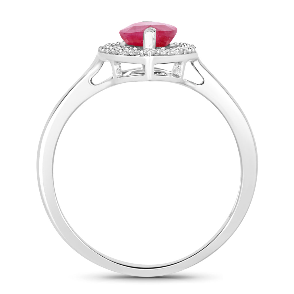 Ruby Ring With Diamonds 1.5 Carats 10K White Gold