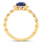 Blue Sapphire Ring With Diamonds 2.1 Carats 18K Yellow Gold