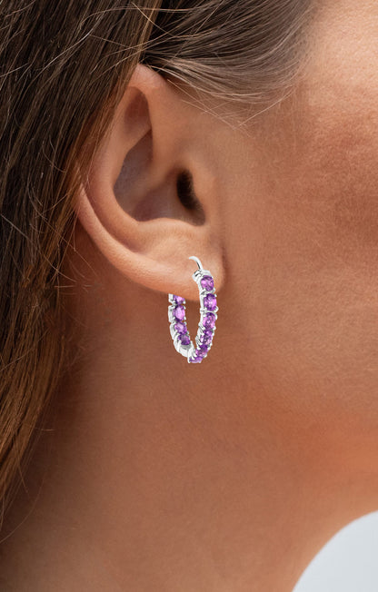 Natural Amethyst Hoop Earrings 3.22 Carats