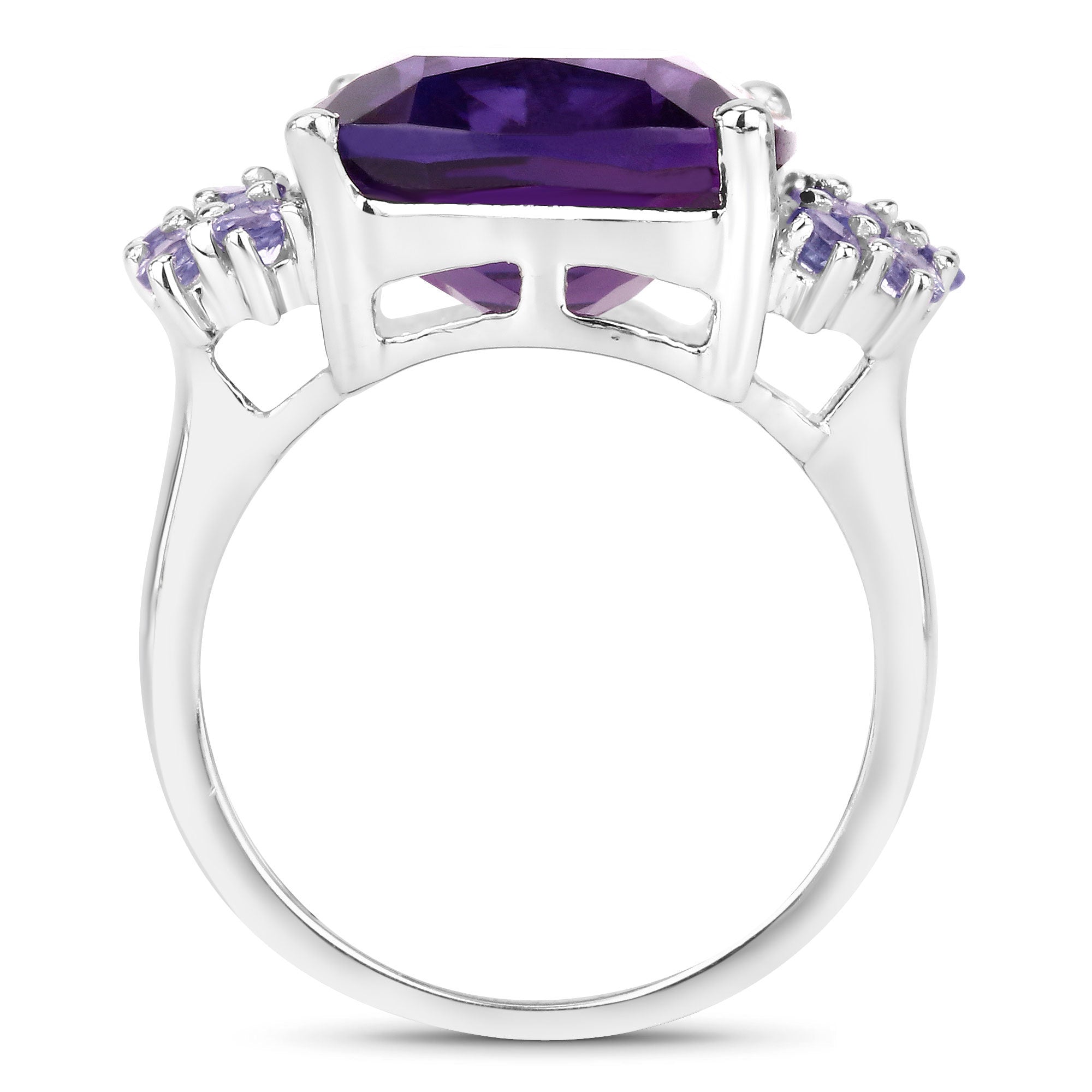 Amethyst Ring With Tanzanite 6.32 Carats Sterling Silver