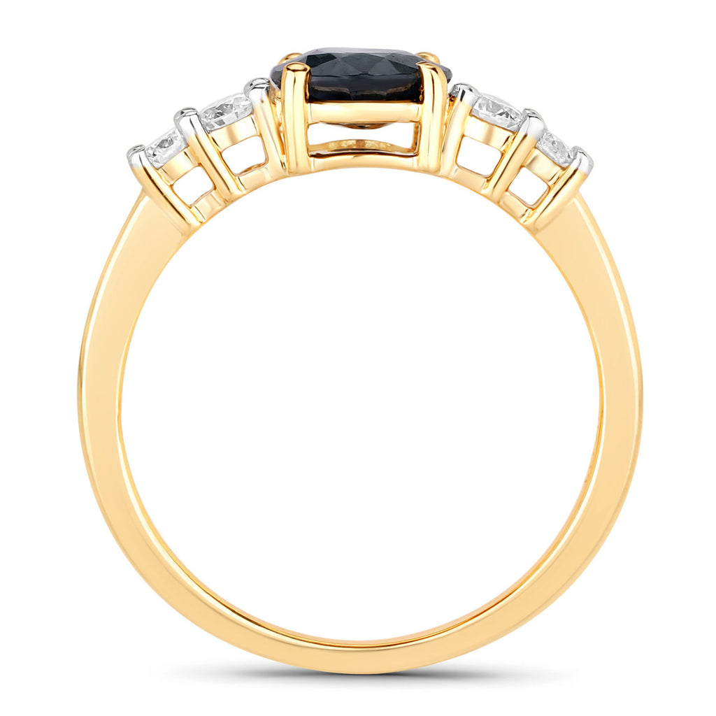 Blue Sapphire Ring With Diamonds 1.32 Carats 14K Yellow Gold
