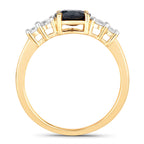 Blue Sapphire Ring With Diamonds 1.32 Carats 14K Yellow Gold