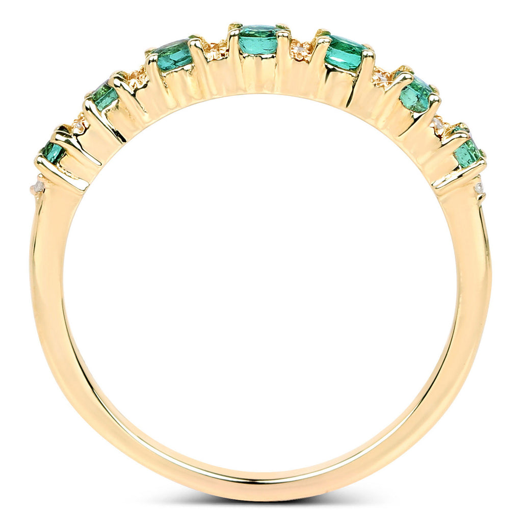 Zambian Emerald Ring With Diamonds 0.32 Carats 14K Yellow Gold