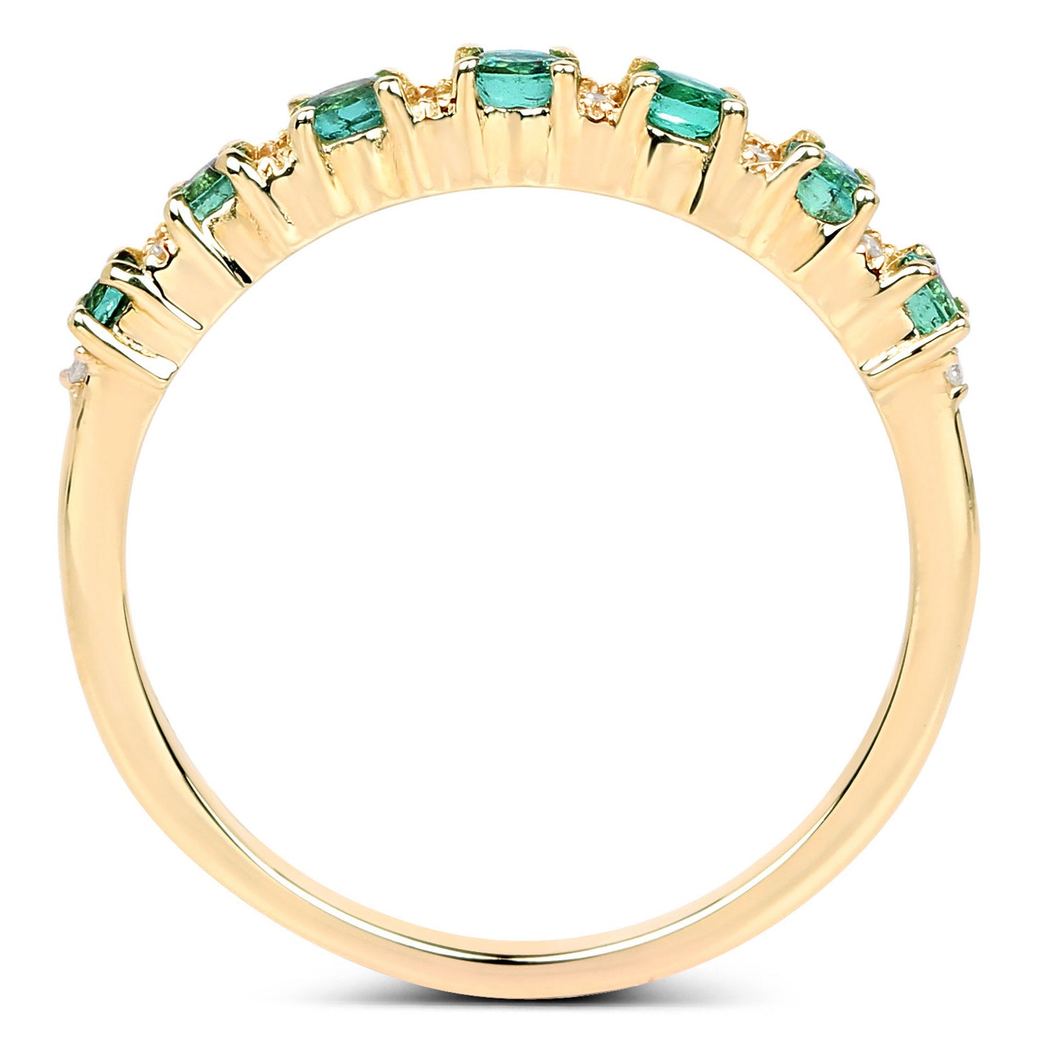 Zambian Emerald Ring With Diamonds 0.32 Carats 14K Yellow Gold