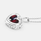 Garnet Heart Pendant With White Topaz 2.62 Carats Sterling Silver