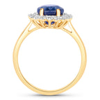 Blue Sapphire Ring With Diamonds 3.5 Carats 18K Yellow Gold