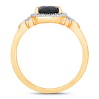 Blue Sapphire Ring With Diamonds 1.5 Carats 14K Yellow Gold