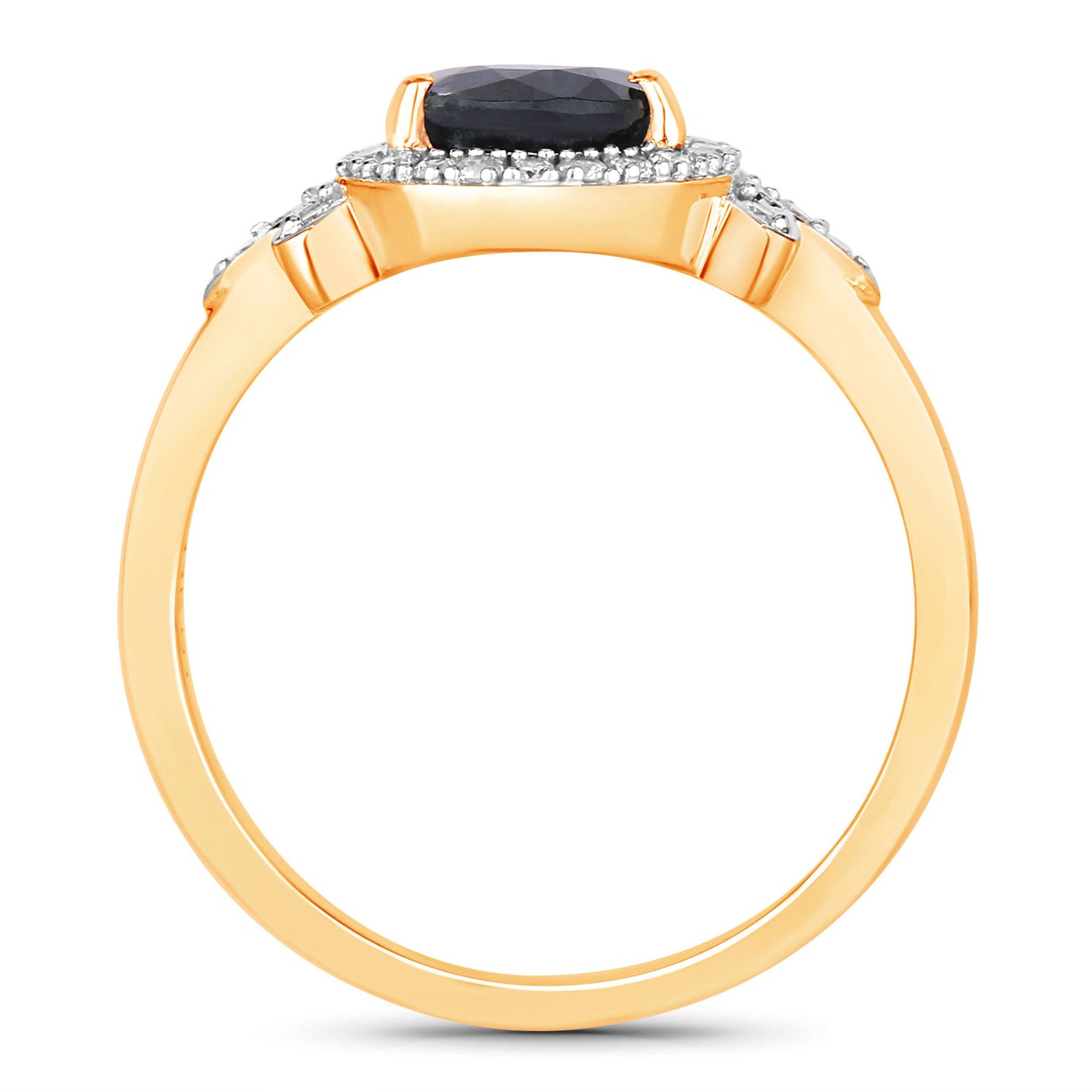 Blue Sapphire Ring With Diamonds 1.5 Carats 14K Yellow Gold