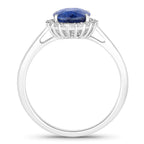 Blue Sapphire Ring With Diamonds 2.54 Carats 18K White Gold