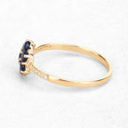 Blue Sapphire Ring With Diamonds 0.42 Carats 10K Yellow Gold