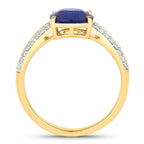 Blue Sapphire Ring With Diamonds 2.6 Carats 18K Yellow Gold