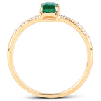 Zambian Emerald Ring With Diamonds 0.56 Carats 14K Yellow Gold