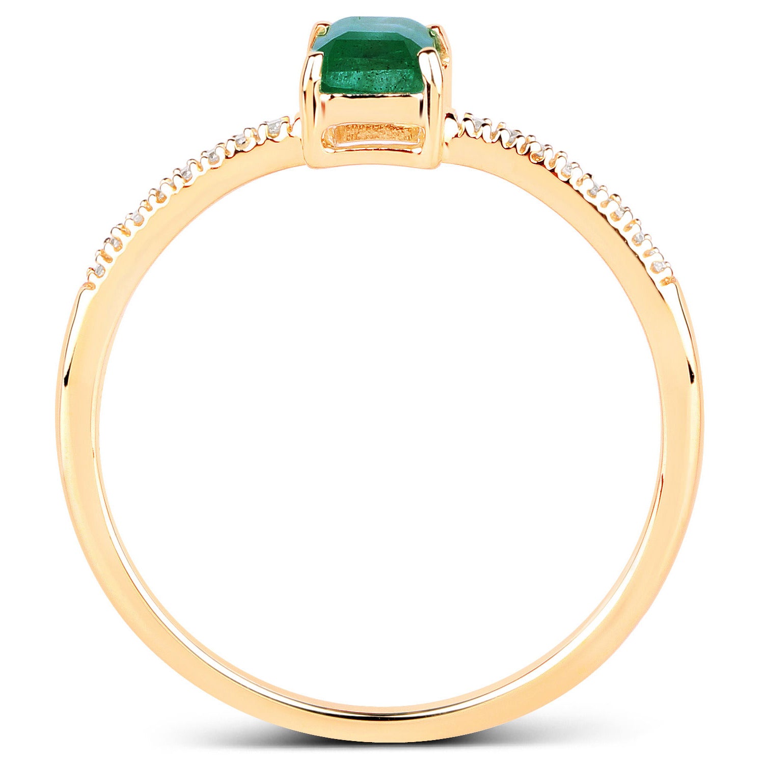 Zambian Emerald Ring With Diamonds 0.56 Carats 14K Yellow Gold