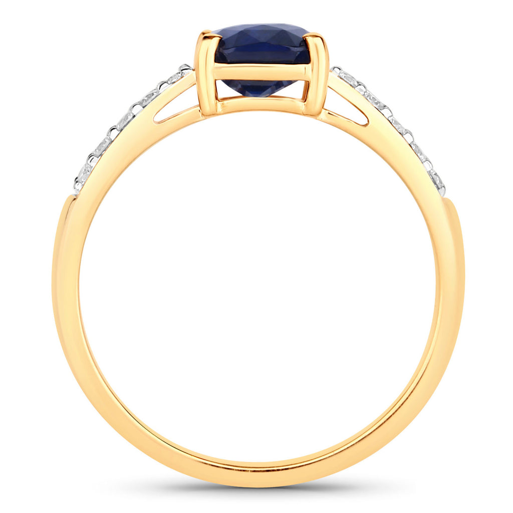 Blue Sapphire Ring With Diamonds 2.38 Carats 18K Yellow Gold