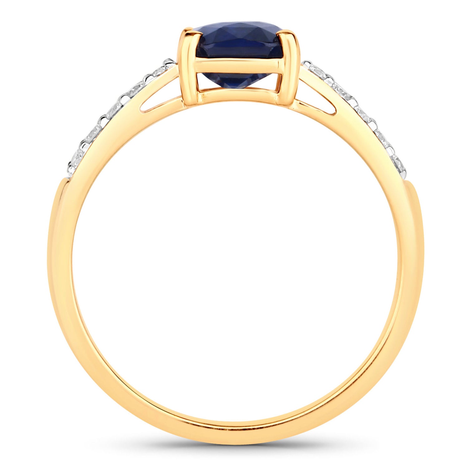 Blue Sapphire Ring With Diamonds 2.38 Carats 18K Yellow Gold