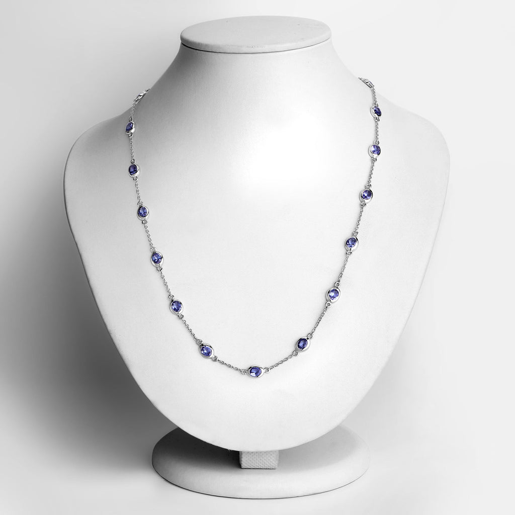 Tanzanite Necklace 5.92 Carats Sterling Silver
