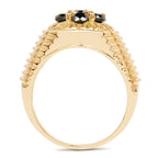 Black Diamond Ring 0.9 Carats Gold Plated Silver