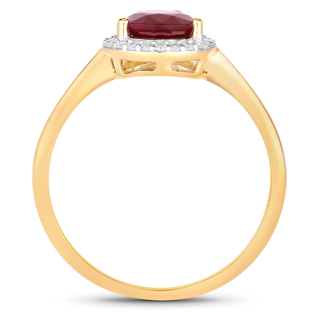 Ruby Ring With Diamonds 1.28 Carats 14K Yellow Gold