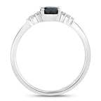Blue Sapphire Ring With Diamonds 0.81 Carats 14K White Gold