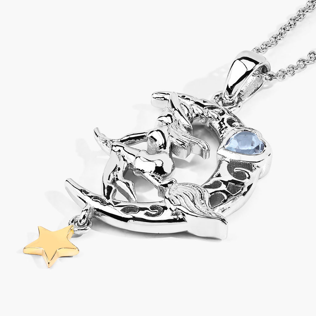 Blue Topaz Witch Pendant 0.34 Carats Sterling Silver