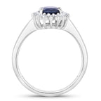 Blue Sapphire Ring With Diamonds 1.7 Carats 14K White Gold