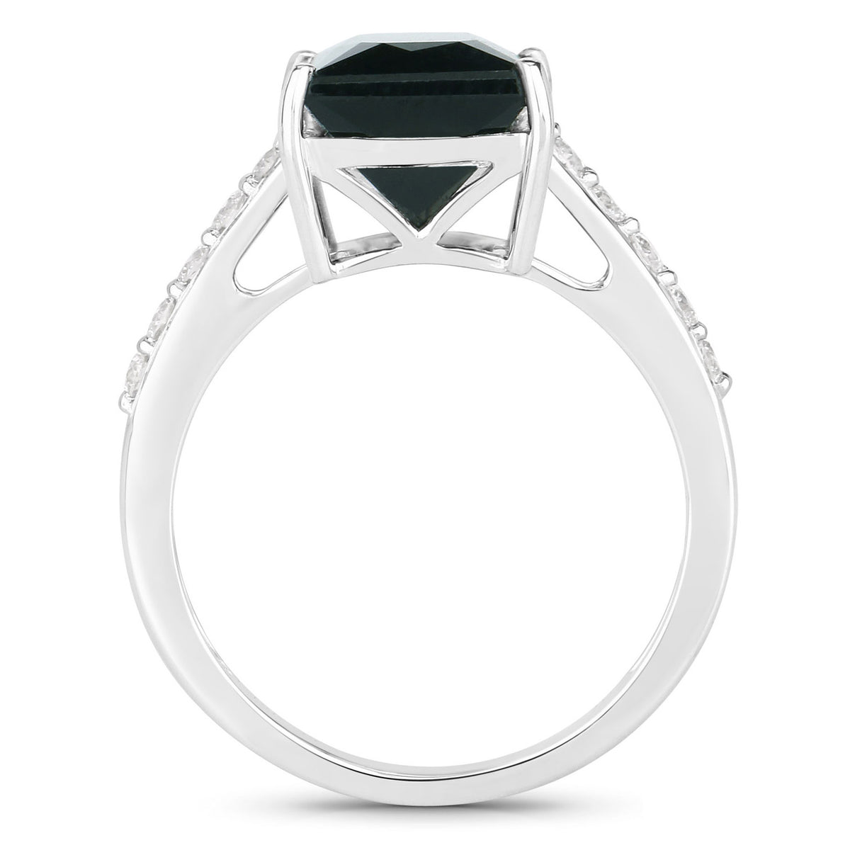 Green Tourmaline Ring With Diamonds 6.12 Carats 14K White Gold