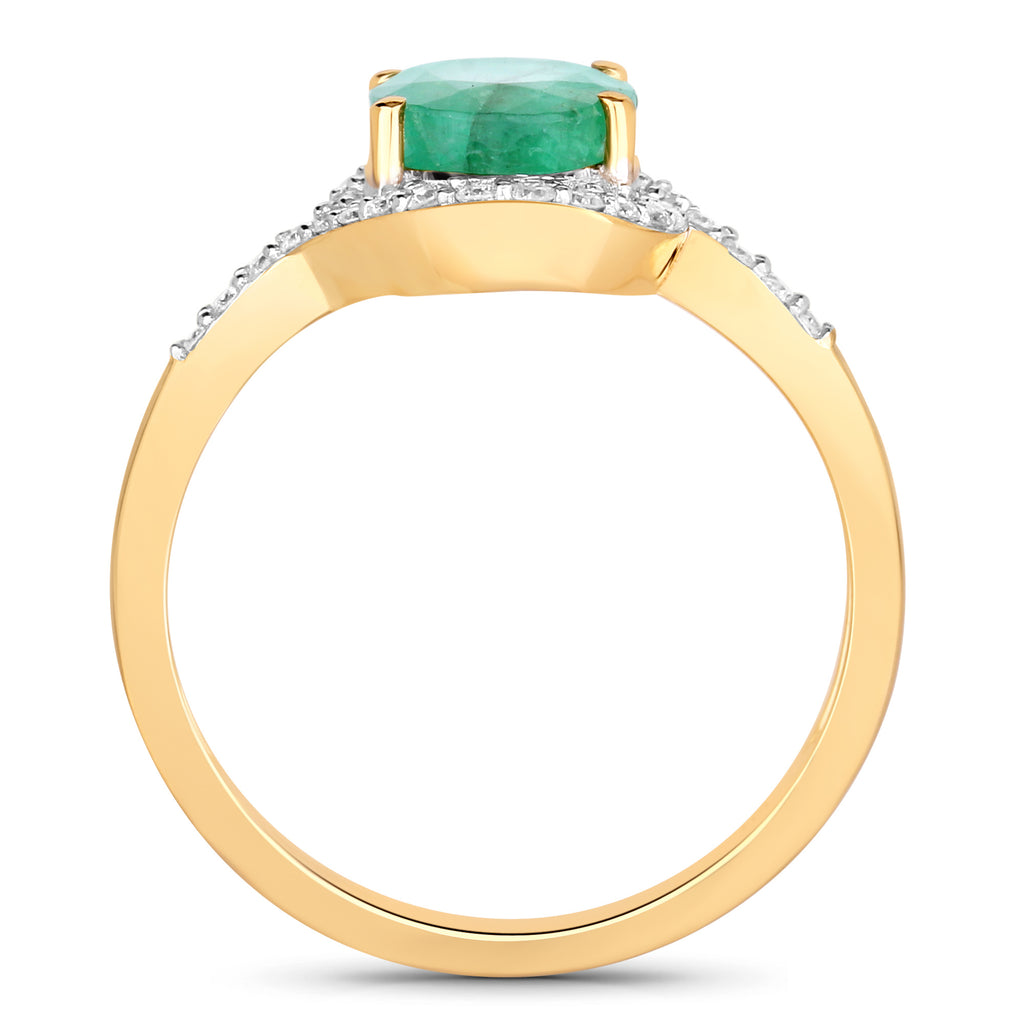 Zambian Emerald Ring With Diamonds 1.88 Carats 14K Yellow Gold