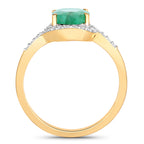 Zambian Emerald Ring With Diamonds 1.88 Carats 14K Yellow Gold