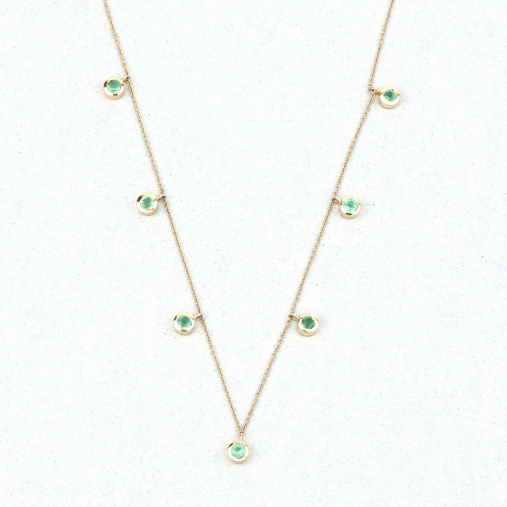 Zambian Emerald Necklace 0.88 Carats 10K Yellow Gold