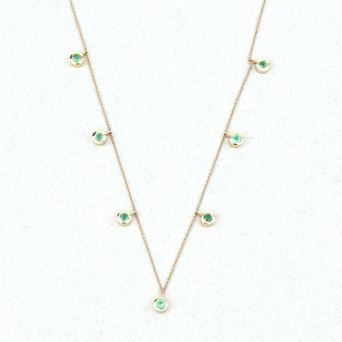 Zambian Emerald Necklace 0.88 Carats 10K Yellow Gold