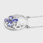 Tanzanite Flower Pendant With White Topaz 1.24 Carats Sterling Silver
