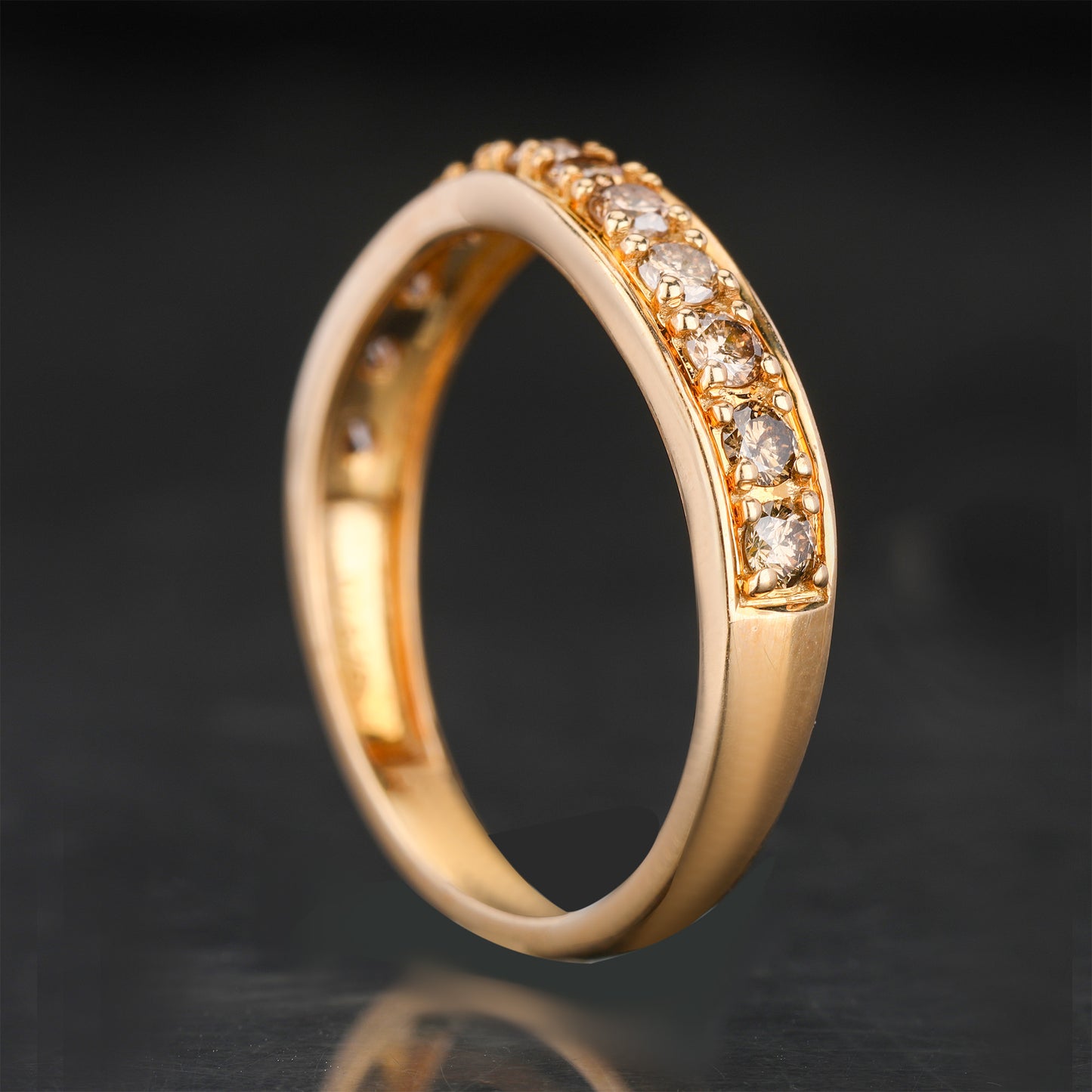 Champagne Diamond Ring 0.53 Carats 9K Yellow Gold