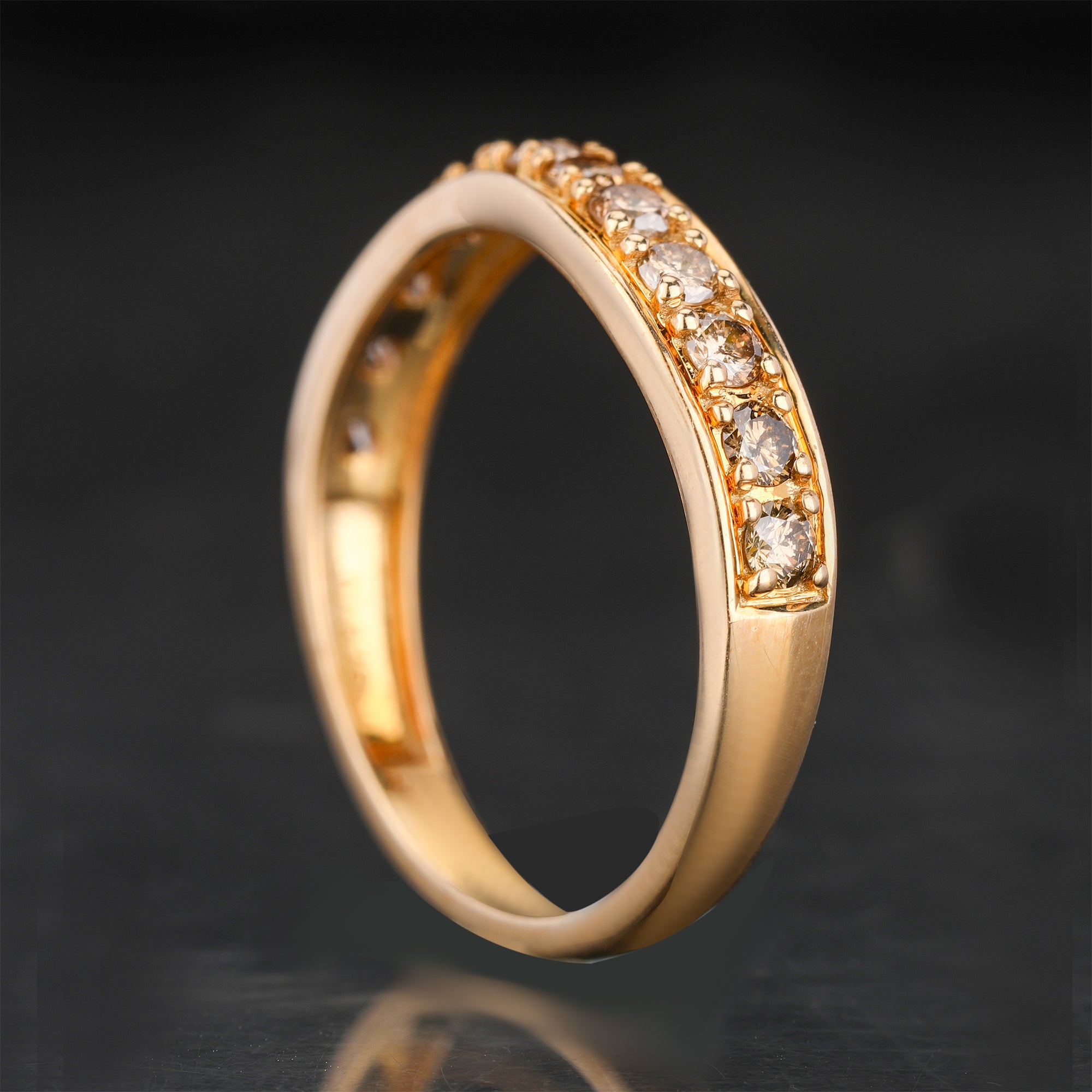 Champagne Diamond Ring 0.53 Carats 9K Yellow Gold