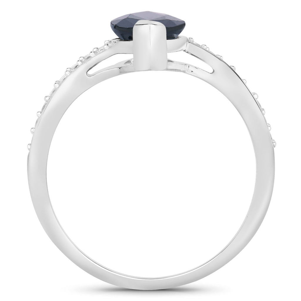 Blue Sapphire Ring With Diamonds 2.22 Carats 14K White Gold