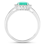 Zambian Emerald Ring With Diamonds 1.3 Carats 10K White Gold
