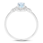 Aquamarine Ring With Diamonds 0.43 Carats 14K White Gold