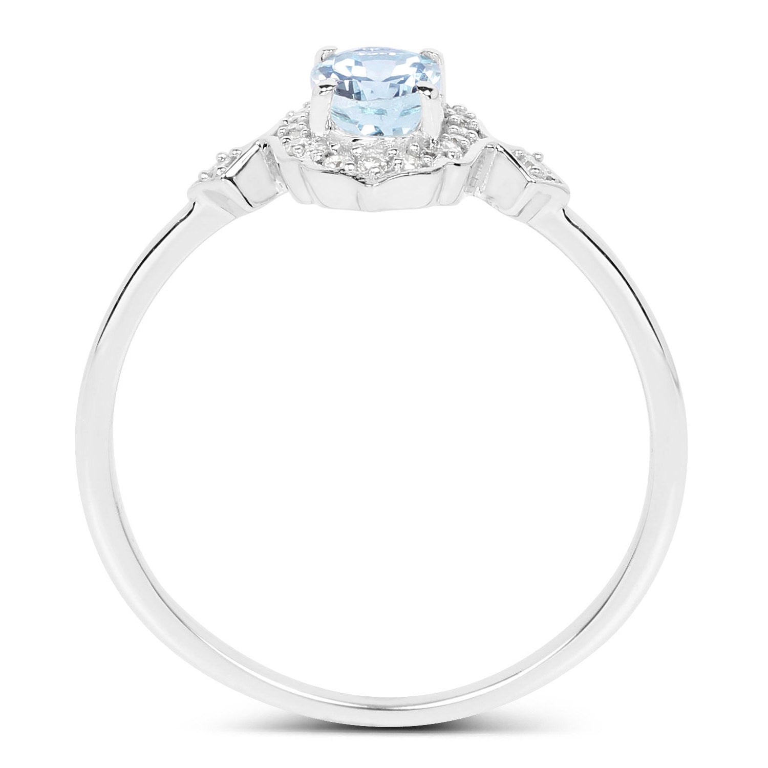 Aquamarine Ring With Diamonds 0.43 Carats 14K White Gold