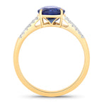 Blue Sapphire Ring With Diamonds 2.58 Carats 18K Yellow Gold