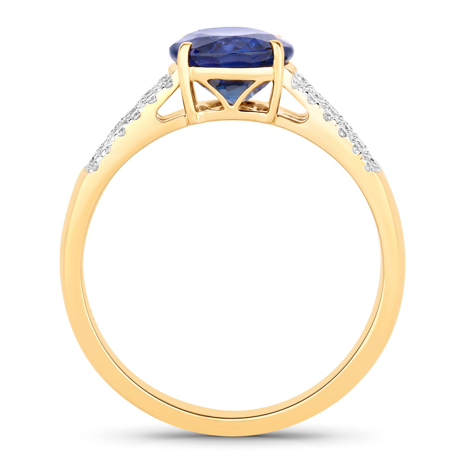 Blue Sapphire Ring With Diamonds 2.58 Carats 18K Yellow Gold