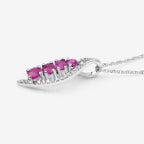 Ruby Pendant With Diamonds 0.36 Carats 14K White Gold