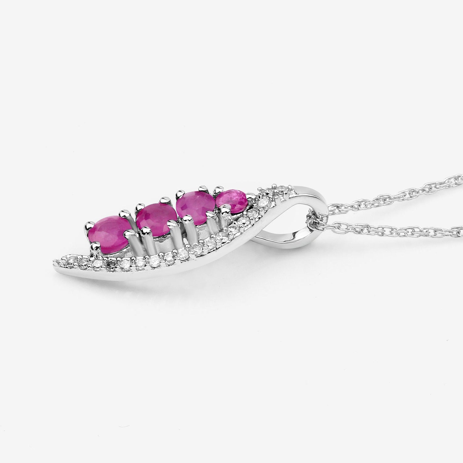 Ruby Pendant With Diamonds 0.36 Carats 14K White Gold