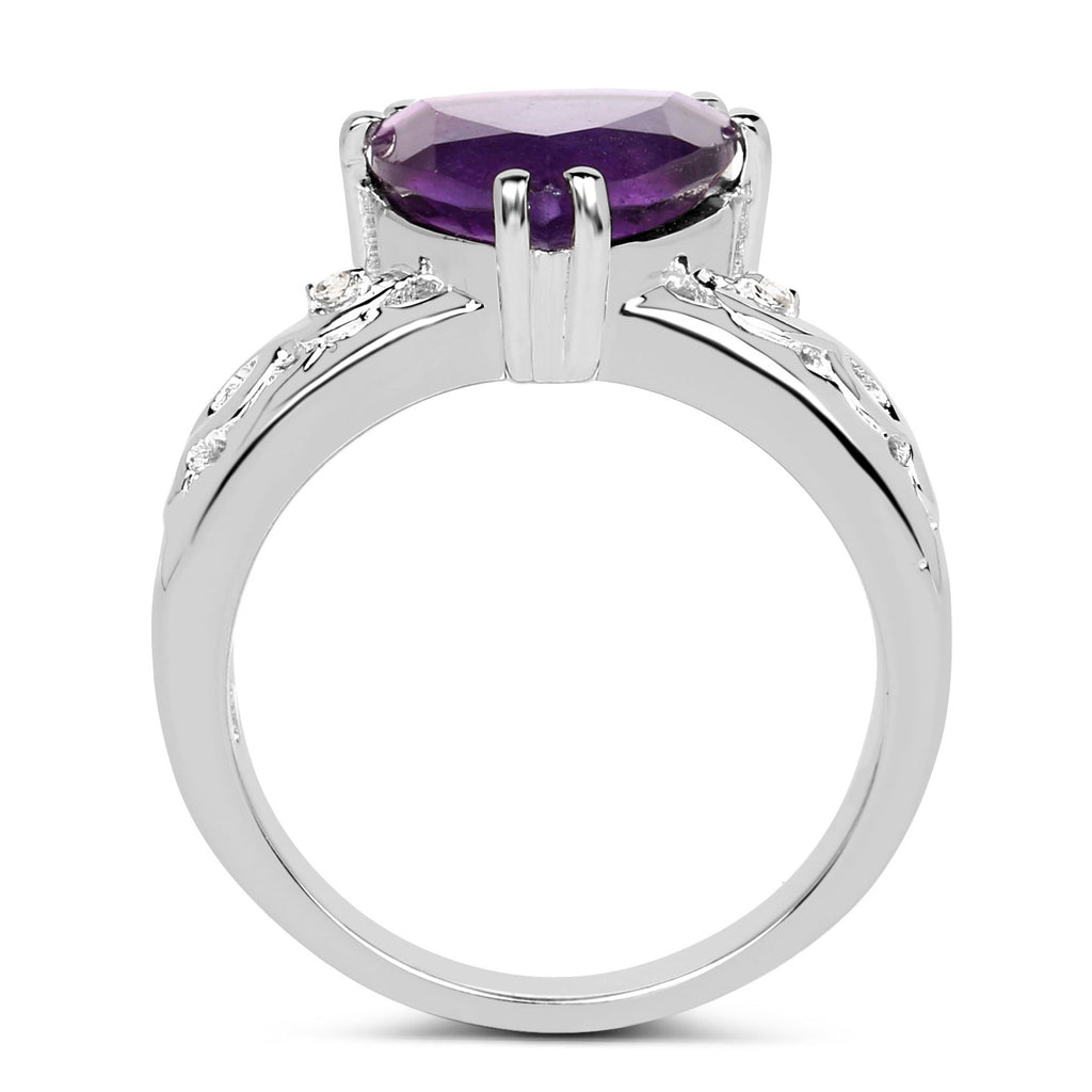 Amethyst Ring With White Topaz 2.69 Carats Sterling Silver