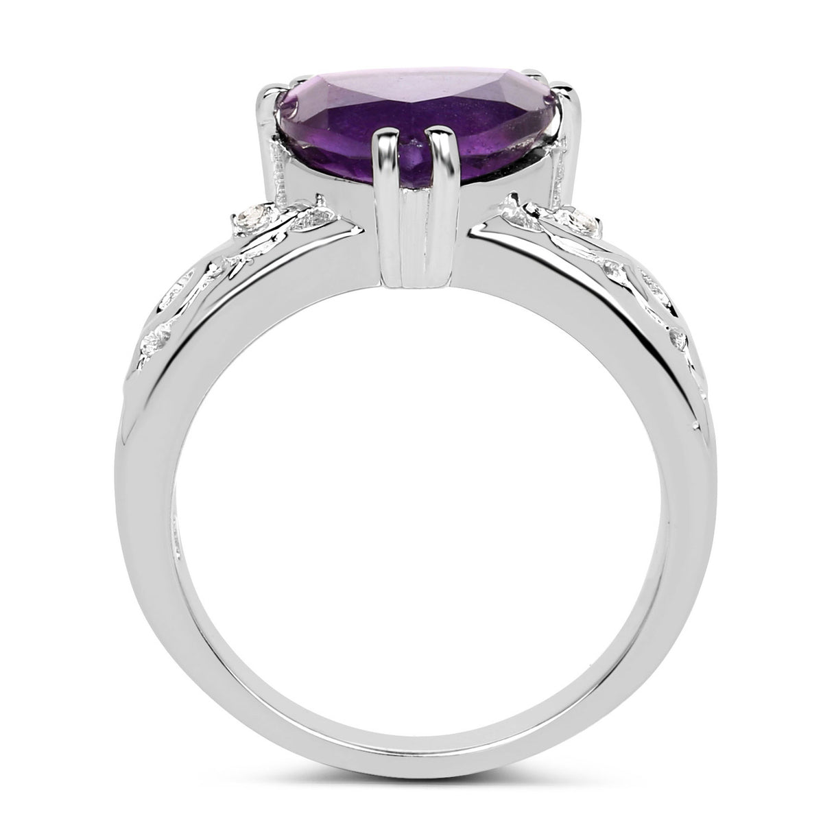 Amethyst Ring With White Topaz 2.69 Carats Sterling Silver