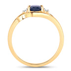 Blue Sapphire Ring With Diamonds 0.96 Carats 10K Yellow Gold