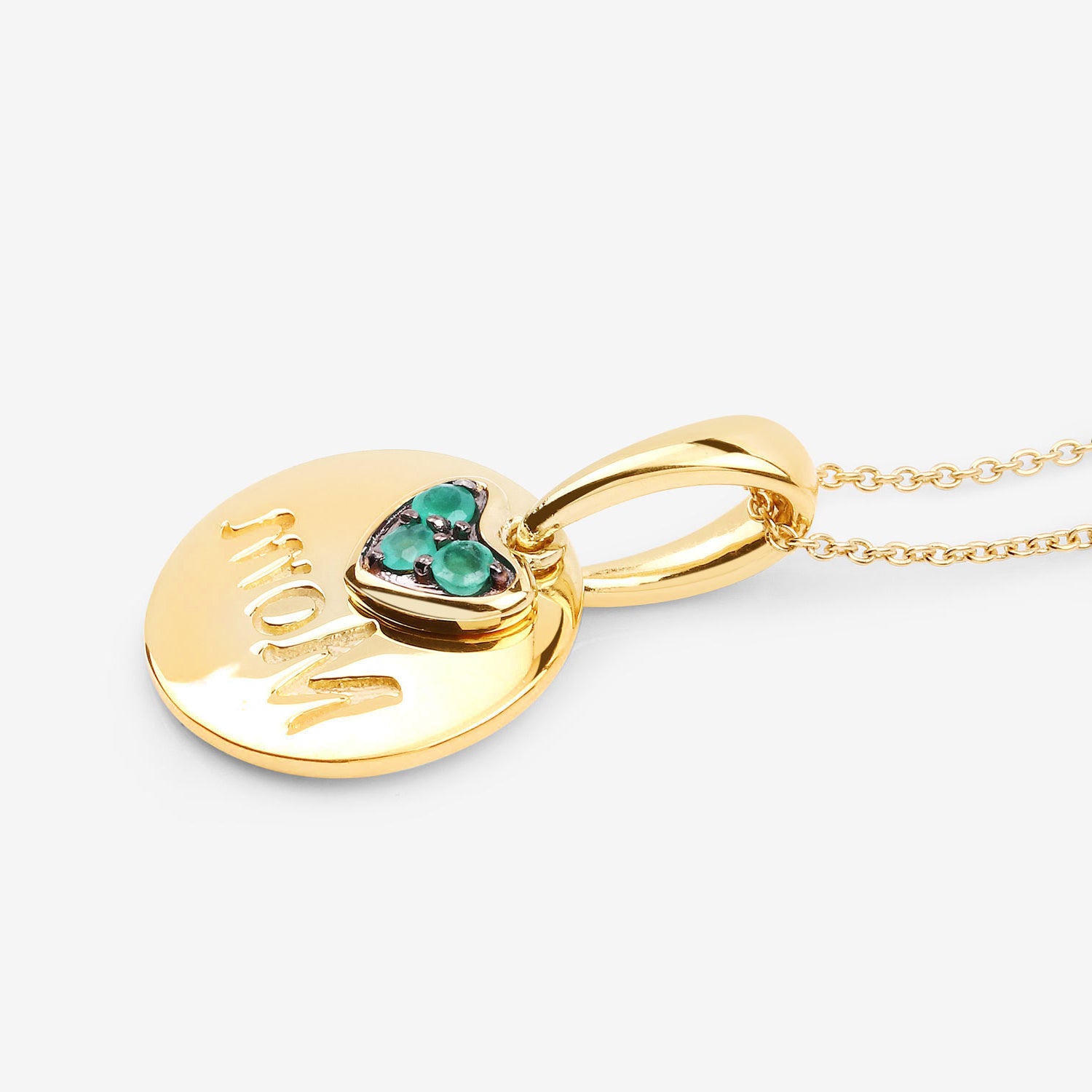 Emerald Pendant 0.16 Carats Gold Plated Silver