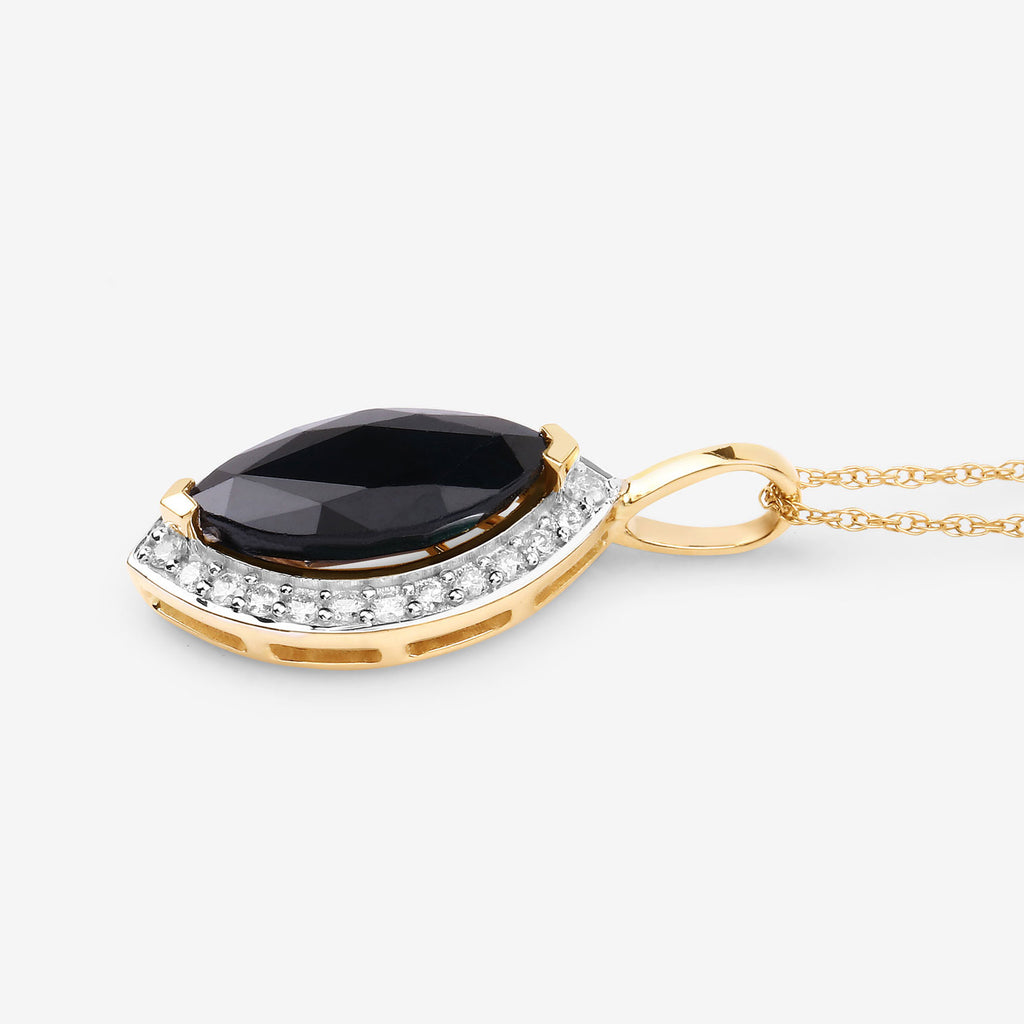 Blue Sapphire Pendant With Diamonds 2.26 Carats 10K Yellow Gold
