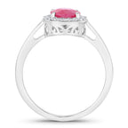 Ruby Ring With Diamonds 1.8 Carats 14K White Gold