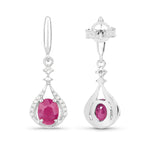 Natural Ruby Earrings With Diamonds 0.66 Carats 14K White Gold