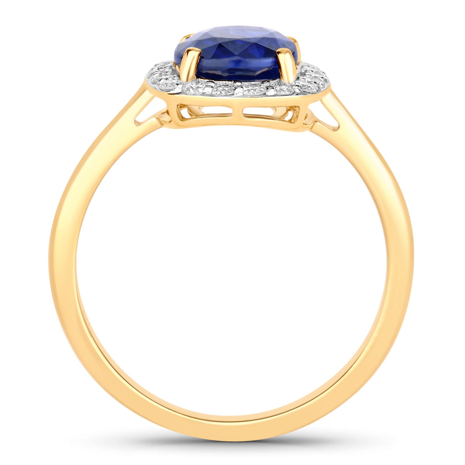 Blue Sapphire Ring With Diamonds 2.48 Carats 18K Yellow Gold